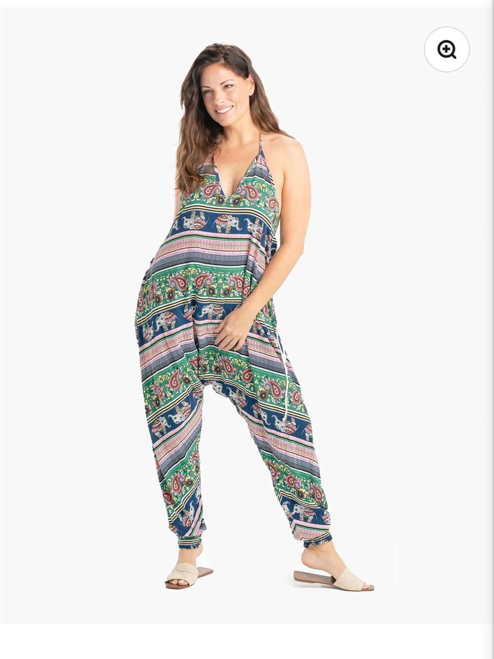 Buddha Pants Size Medium Savannah Flair Harem Jumpsuit in Pink Elephant
